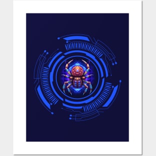 Celestial Cybernetic Spider, a Majestic Futuristic BeJeweled Arachnid Posters and Art